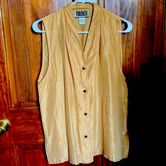 Vintage 80’s Forenza 100% Silk Sleeveless Blouse Excellent Condition! L - Picture 1 of 7